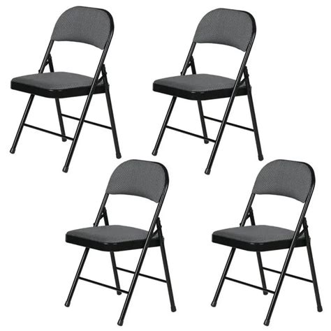 Peakform 4pk Fabric Padded Folding Chair Gray: 